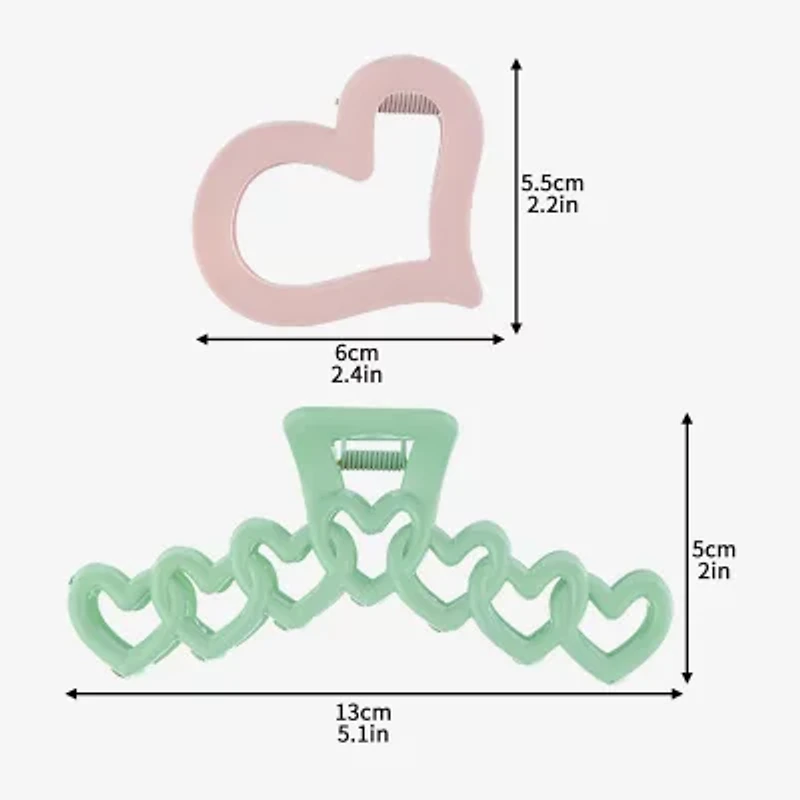 Arizona Light Pink & Green Heart 2-pc. Hair Clip