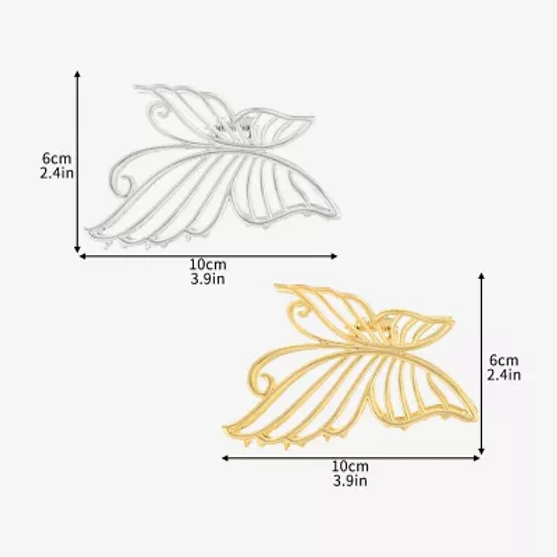 Arizona Gold Tone & Silver Tone Butterfly 2-pc. Hair Clip