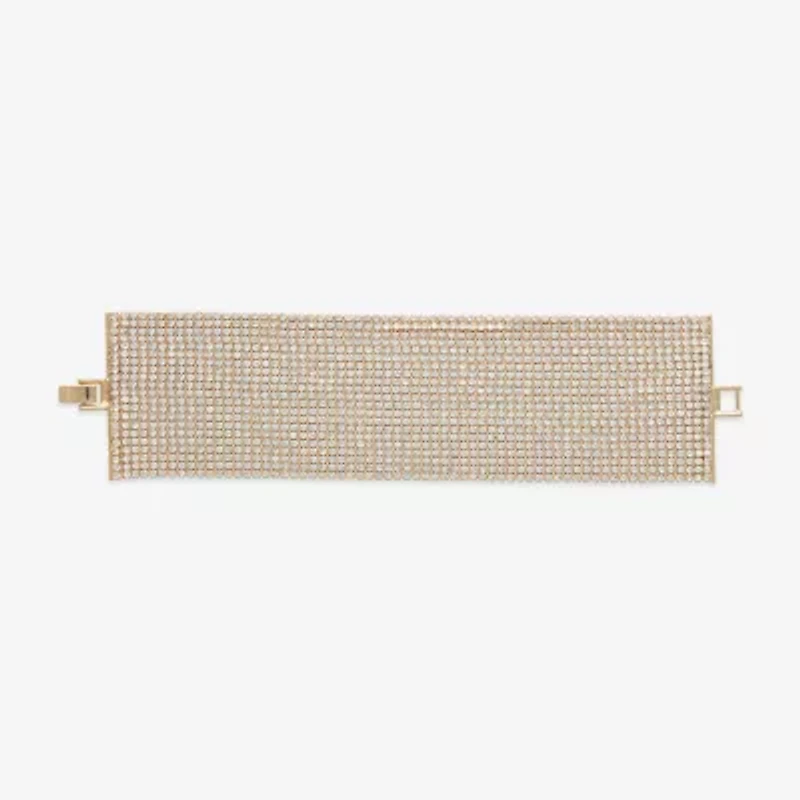 Bijoux Bar Gold Tone Womens Glass Cuff Bracelet