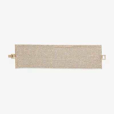 Bijoux Bar Gold Tone Womens Glass Cuff Bracelet