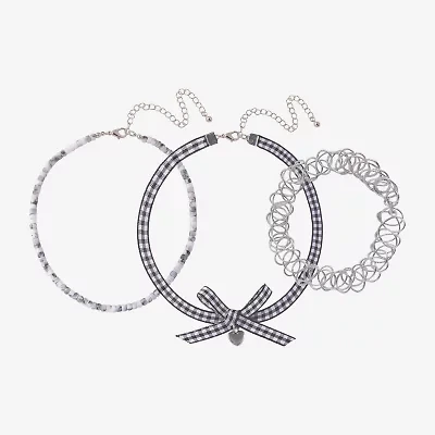 Arizona Gingham Womens Bow 3-pc. Necklace Set