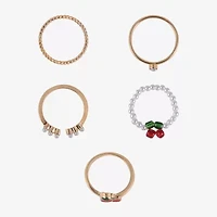 Arizona Womens Cherries Heart Delicate Ring Set