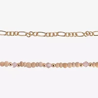 Arizona Pink Palm Tree & Shell Womens 9 Inch Figaro Flower Ankle Bracelet