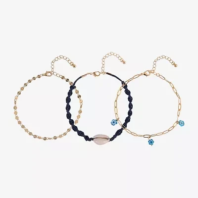 Arizona Blue Shell Womens 9 Inch Cable Flower Ankle Bracelet