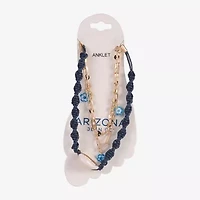 Arizona Blue Shell Womens 9 Inch Cable Flower Ankle Bracelet