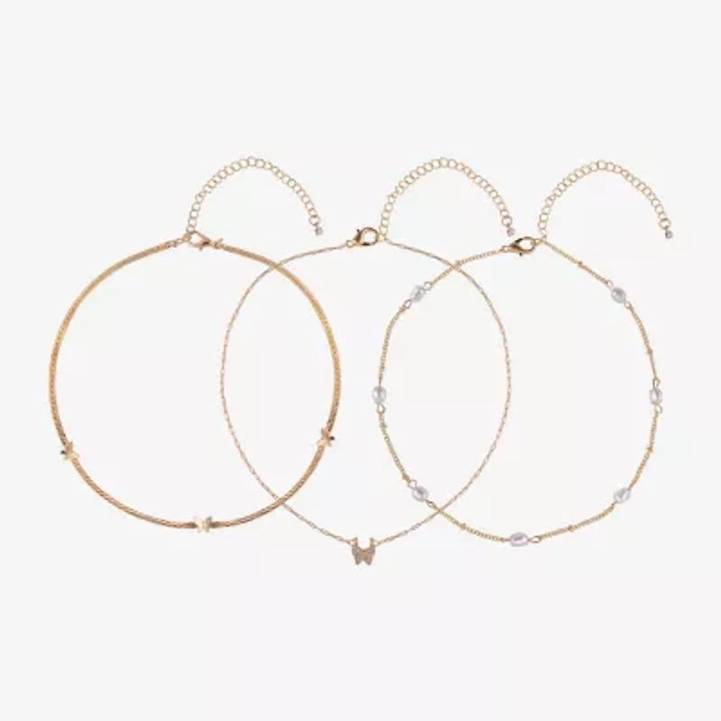 Arizona Gold Tone Womens Butterfly 3-pc. Necklace Set