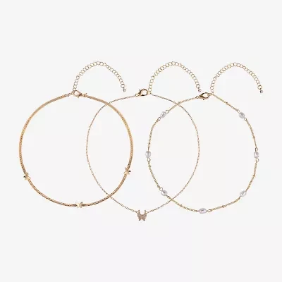 Arizona Gold Tone Womens Butterfly 3-pc. Necklace Set