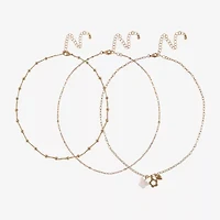 Arizona Gold Tone Layered Womens Butterfly Flower Heart 3-pc. Necklace Set