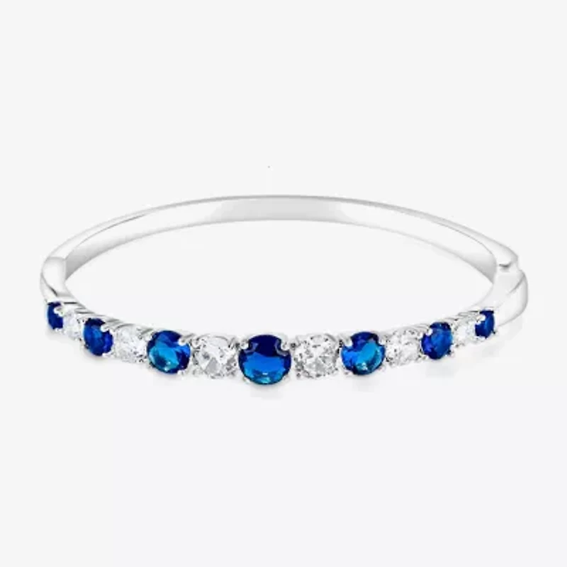 Sparkle Allure Graduating Womens Cubic Zirconia Pure Silver Over Brass Bangle Bracelet