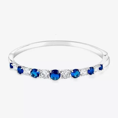 Sparkle Allure Graduating Womens Cubic Zirconia Pure Silver Over Brass Bangle Bracelet