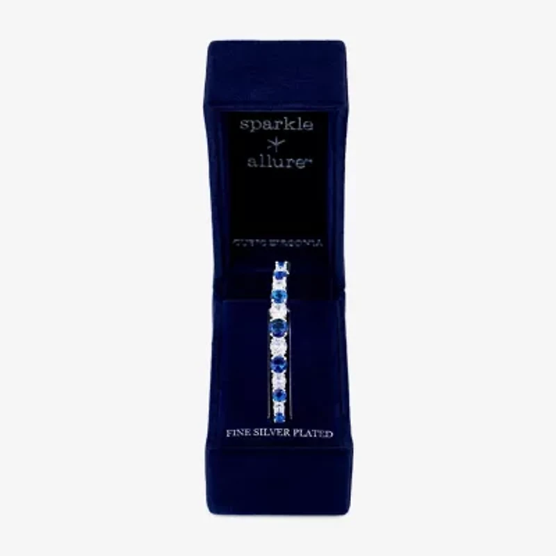 Sparkle Allure Graduating Womens Cubic Zirconia Pure Silver Over Brass Bangle Bracelet