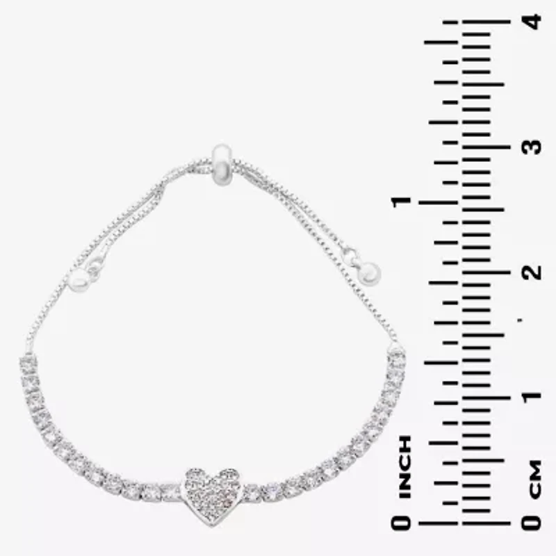 Sparkle Allure Light Up Box Womens Cubic Zirconia Pure Silver Over Brass Heart -pc. Jewelry Set