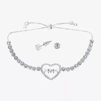 Sparkle Allure Light Up Box Womens Cubic Zirconia Pure Silver Over Brass Heart 2-pc. Jewelry Set