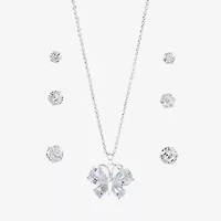 Sparkle Allure Light Up Box Womens Cubic Zirconia Pure Silver Over Brass Butterfly -pc. Jewelry Set