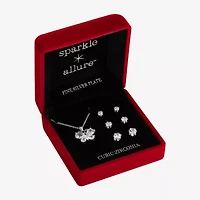Sparkle Allure Light Up Box Womens Cubic Zirconia Pure Silver Over Brass Butterfly -pc. Jewelry Set