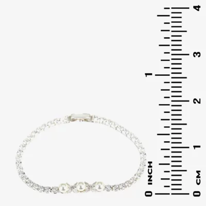 Sparkle Allure Light Up Box Womens Cubic Zirconia Simulated Pearl Pure Silver Over Brass Oval 2-pc. Jewelry Set