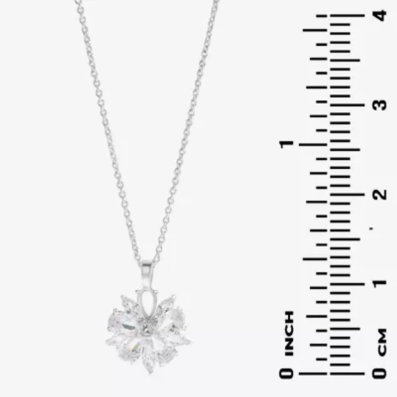 Sparkle Allure Light Up Box Womens Cubic Zirconia Pure Silver Over Brass Flower 2-pc. Jewelry Set