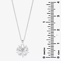 Sparkle Allure Light Up Box Womens Cubic Zirconia Pure Silver Over Brass Flower 2-pc. Jewelry Set