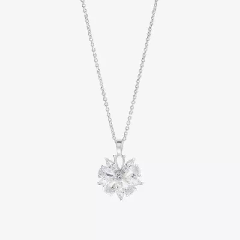 Sparkle Allure Light Up Box Womens Cubic Zirconia Pure Silver Over Brass Flower 2-pc. Jewelry Set