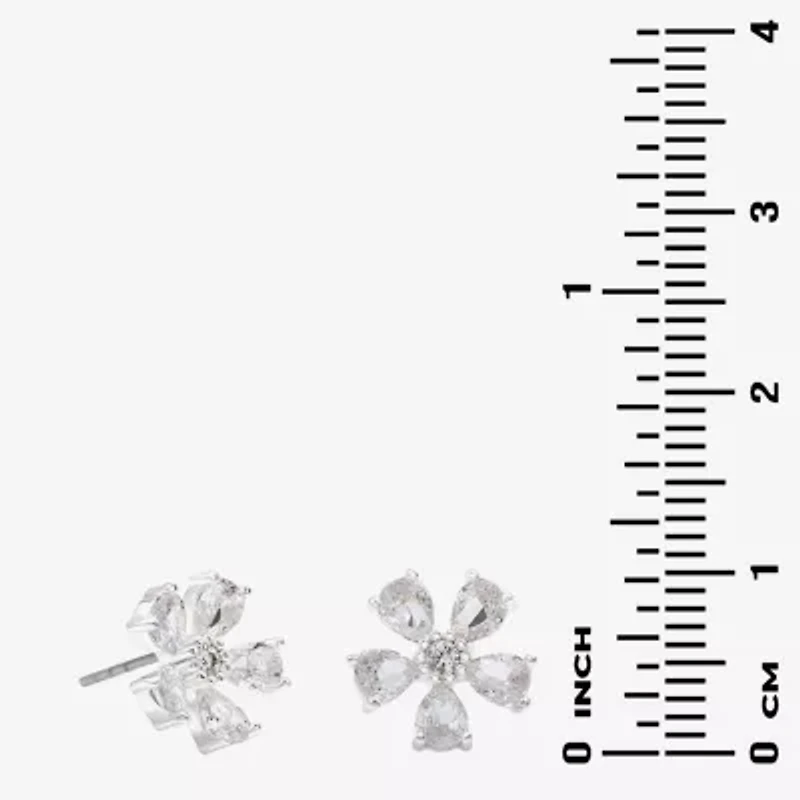 Sparkle Allure Light Up Box Womens Cubic Zirconia Pure Silver Over Brass Flower 2-pc. Jewelry Set