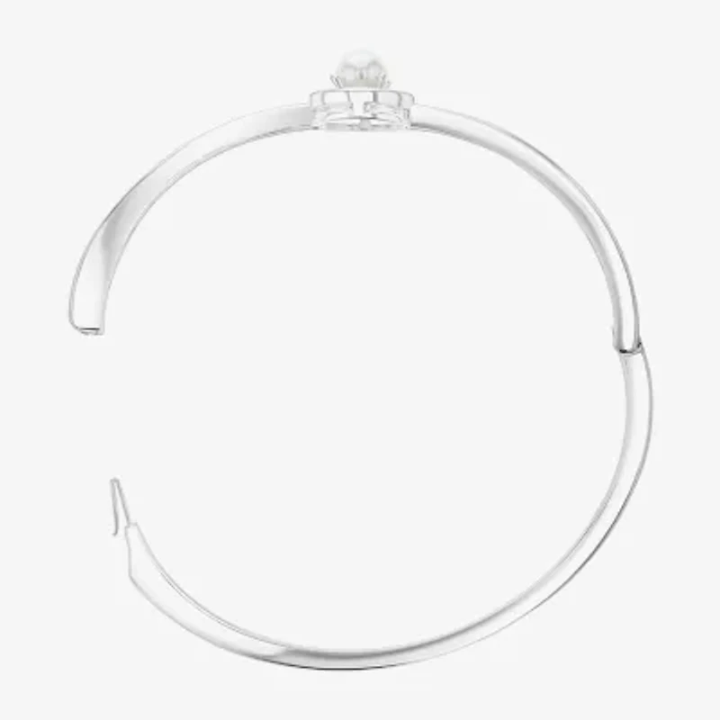 Sparkle Allure Womens Cubic Zirconia Pure Silver Over Brass Oval Bangle Bracelet