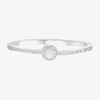 Sparkle Allure Womens Cubic Zirconia Pure Silver Over Brass Oval Bangle Bracelet