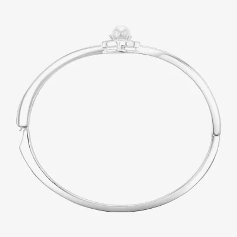 Sparkle Allure Womens Cubic Zirconia Pure Silver Over Brass Oval Bangle Bracelet