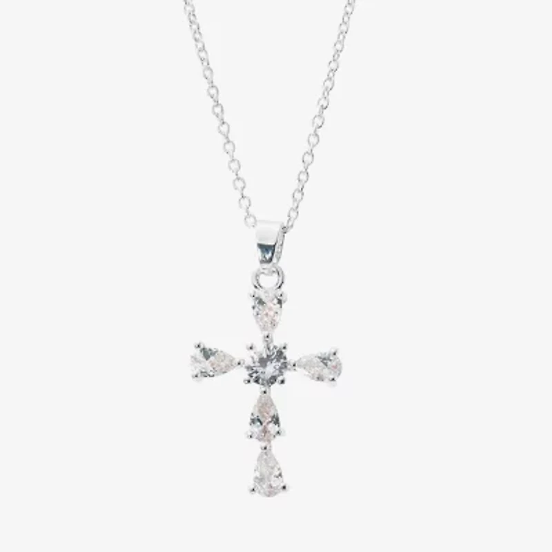 Sparkle Allure Light Up Box Womens Cubic Zirconia Pure Silver Over Brass Cross 4-pc. Jewelry Set