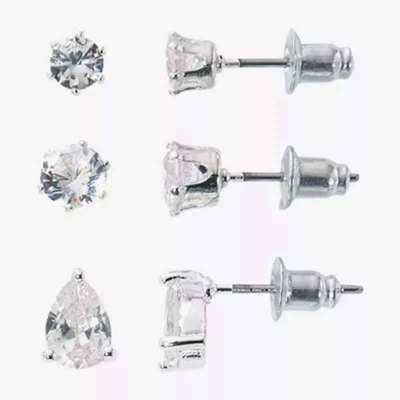 Sparkle Allure Light Up Box Womens Cubic Zirconia Pure Silver Over Brass Cross 4-pc. Jewelry Set