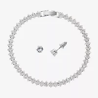 Sparkle Allure Light Up Box Womens Cubic Zirconia Pure Silver Over Brass Oval Round Marquise 2-pc. Jewelry Set