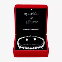 Sparkle Allure Light Up Box Womens Cubic Zirconia Pure Silver Over Brass Oval Round Marquise 2-pc. Jewelry Set