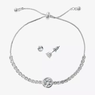 Sparkle Allure Light Up Box Womens Cubic Zirconia Pure Silver Over Brass Round 2-pc. Jewelry Set