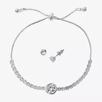 Sparkle Allure Light Up Box Womens Cubic Zirconia Pure Silver Over Brass Round 2-pc. Jewelry Set