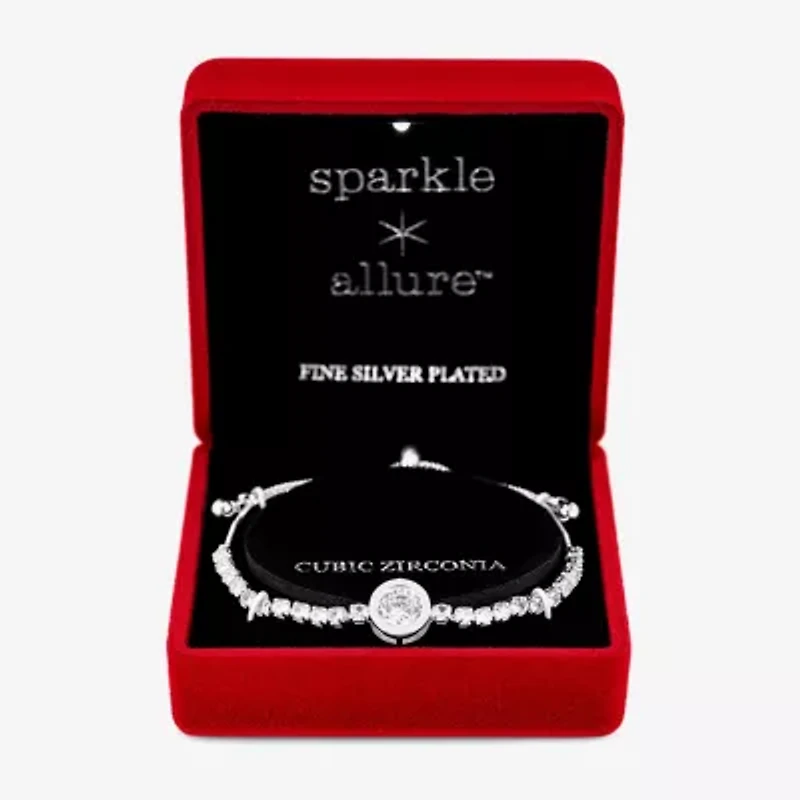 Sparkle Allure Light Up Box Womens Cubic Zirconia Pure Silver Over Brass Round 2-pc. Jewelry Set