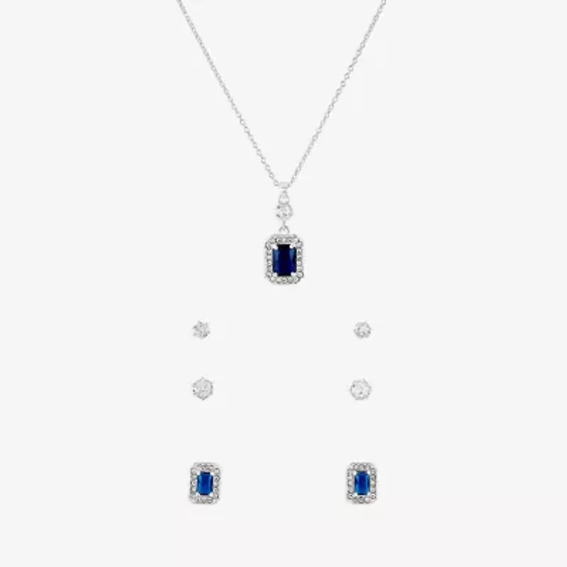 Sparkle Allure Light Up Box Womens Cubic Zirconia Pure Silver Over Brass Square 4-pc. Jewelry Set