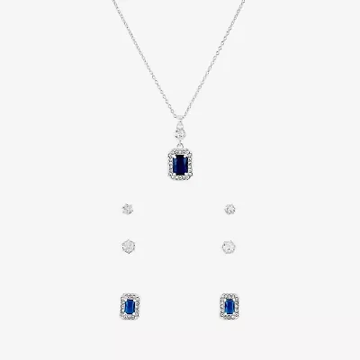 Sparkle Allure Light Up Box Womens Cubic Zirconia Pure Silver Over Brass Square 4-pc. Jewelry Set