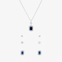 Sparkle Allure Light Up Box Womens Cubic Zirconia Pure Silver Over Brass Square 4-pc. Jewelry Set