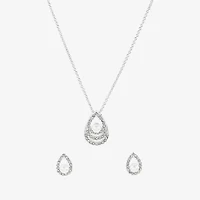 Sparkle Allure Light Up Box Womens White Cubic Zirconia Pure Silver Over Brass Pear 2-pc. Jewelry Set