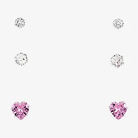 Sparkle Allure Light Up Box Womens Cubic Zirconia Pure Silver Over Brass Heart 4-pc. Jewelry Set