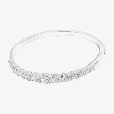 Sparkle Allure Womens Cubic Zirconia Pure Silver Over Brass Bangle Bracelet