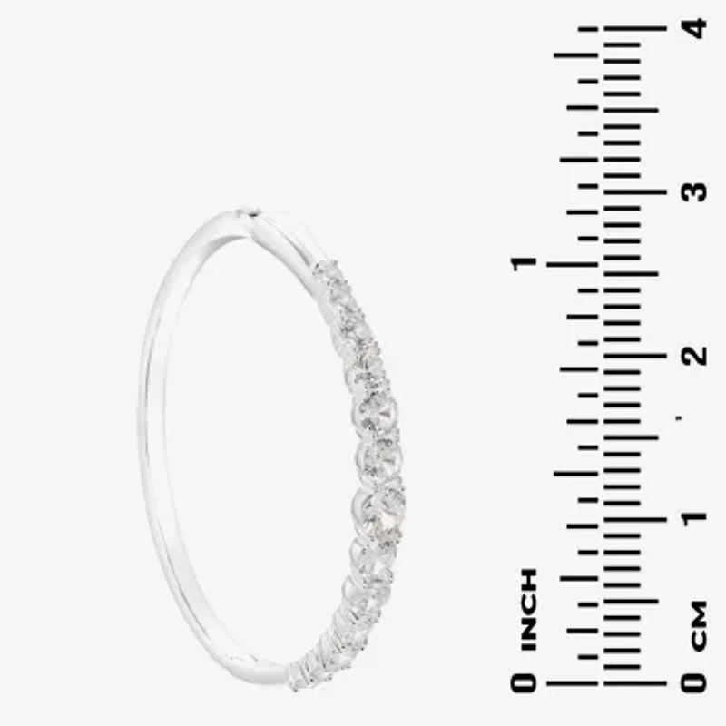 Sparkle Allure Womens Cubic Zirconia Pure Silver Over Brass Bangle Bracelet