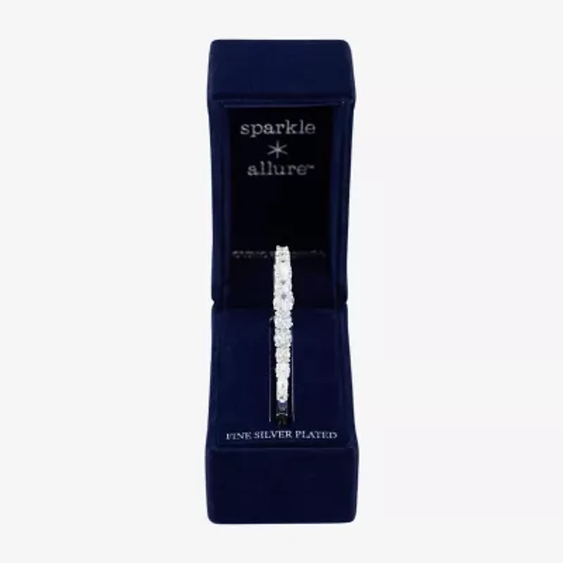 Sparkle Allure Womens Cubic Zirconia Pure Silver Over Brass Bangle Bracelet