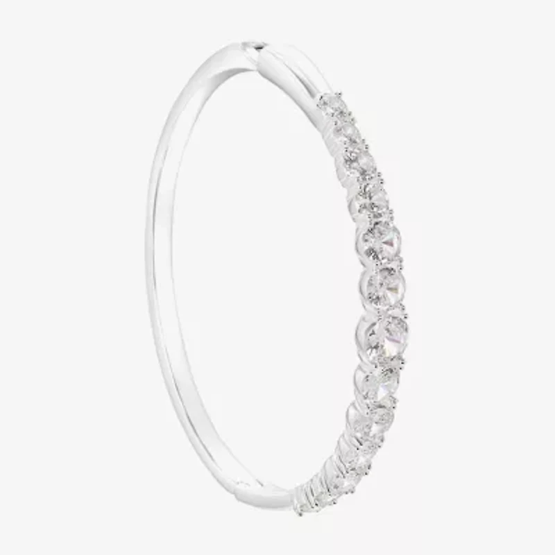 Sparkle Allure Womens Cubic Zirconia Pure Silver Over Brass Bangle Bracelet