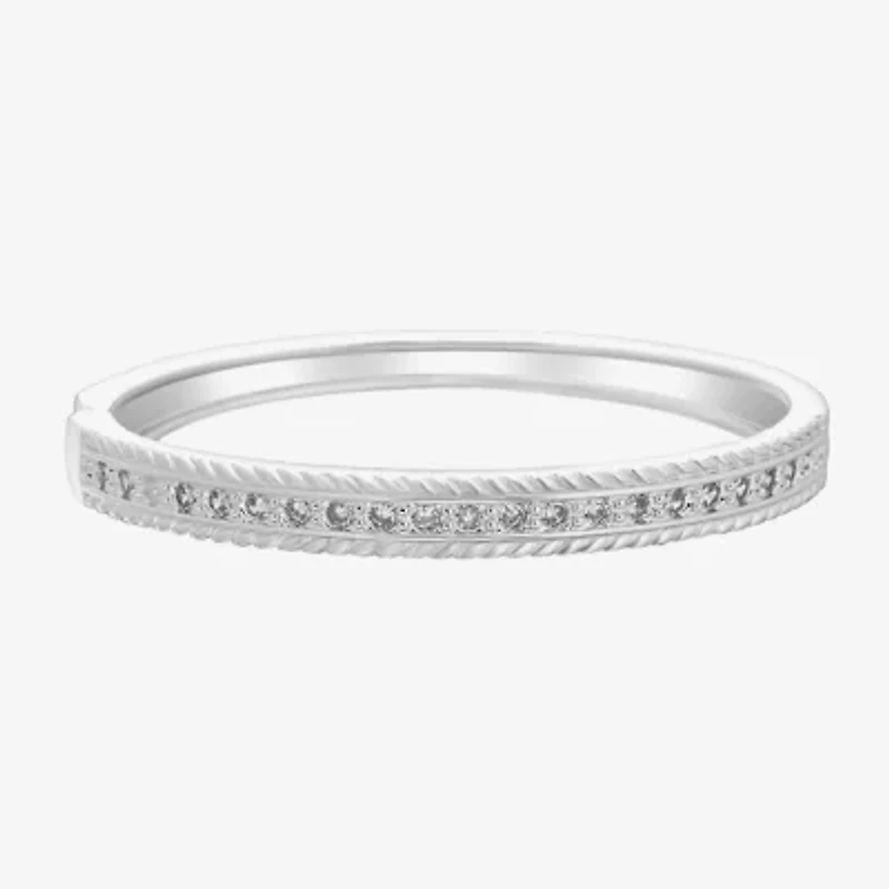 Sparkle Allure Rope Edge Womens Cubic Zirconia Pure Silver Over Brass Bangle Bracelet