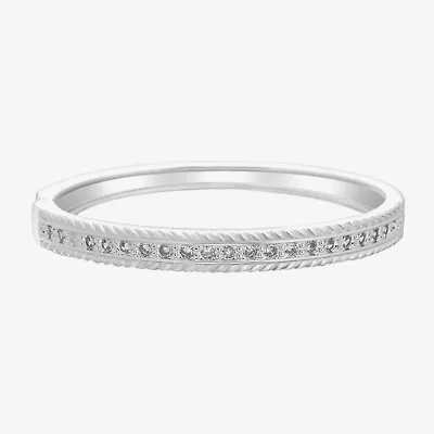 Sparkle Allure Rope Edge Womens Cubic Zirconia Pure Silver Over Brass Bangle Bracelet