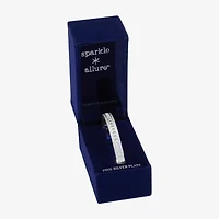 Sparkle Allure Rope Edge Womens Cubic Zirconia Pure Silver Over Brass Bangle Bracelet