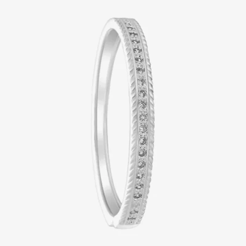 Sparkle Allure Rope Edge Womens Cubic Zirconia Pure Silver Over Brass Bangle Bracelet