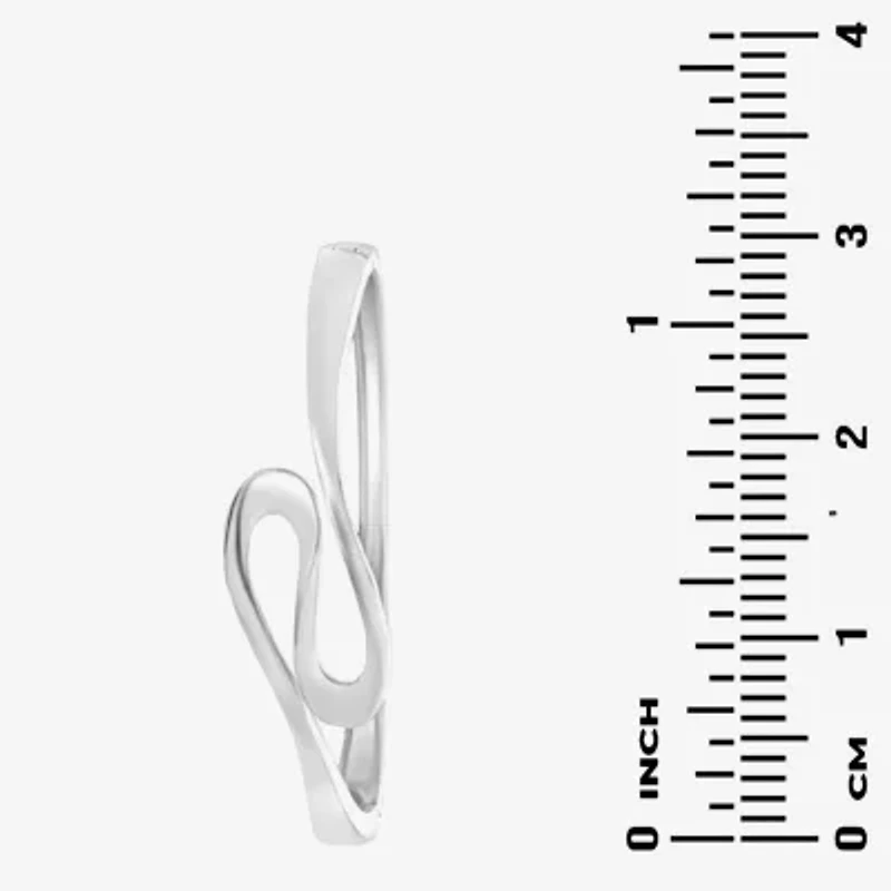 Sparkle Allure Squiggle Womens Cubic Zirconia Pure Silver Over Brass Bangle Bracelet
