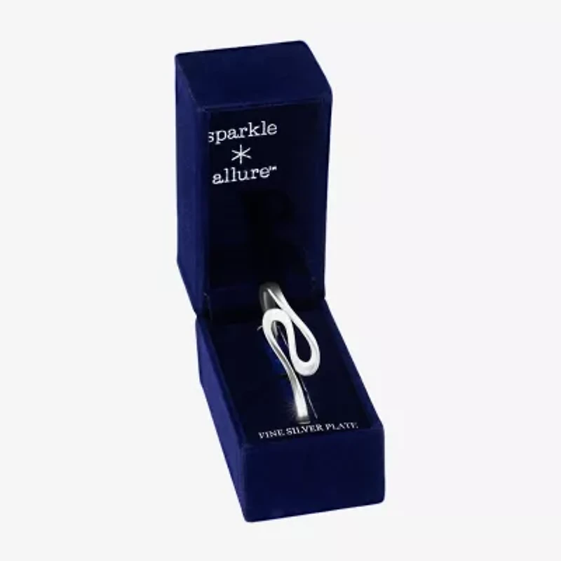 Sparkle Allure Squiggle Womens Cubic Zirconia Pure Silver Over Brass Bangle Bracelet