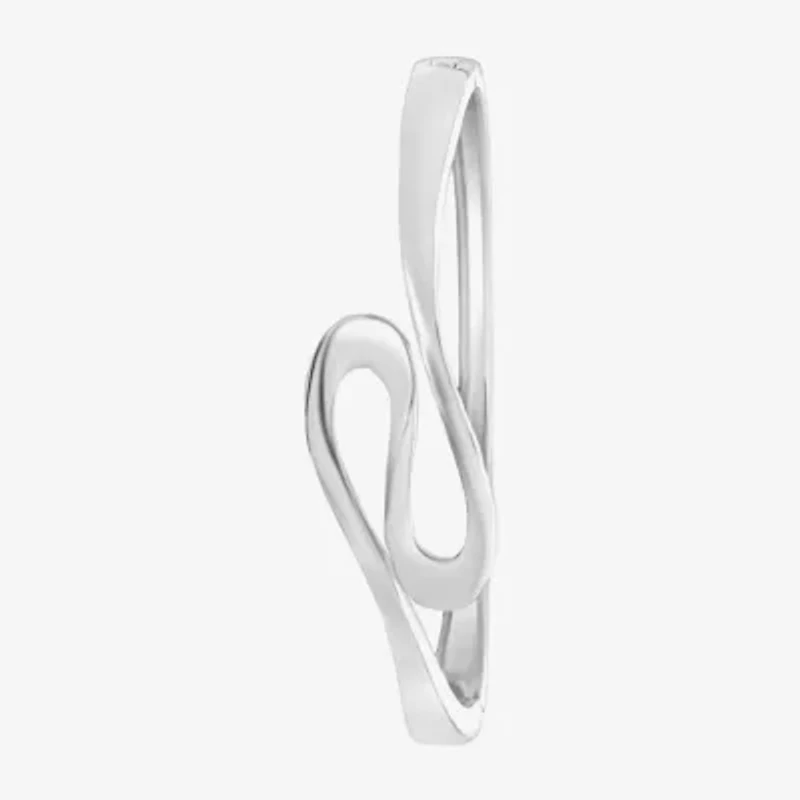Sparkle Allure Squiggle Womens Cubic Zirconia Pure Silver Over Brass Bangle Bracelet